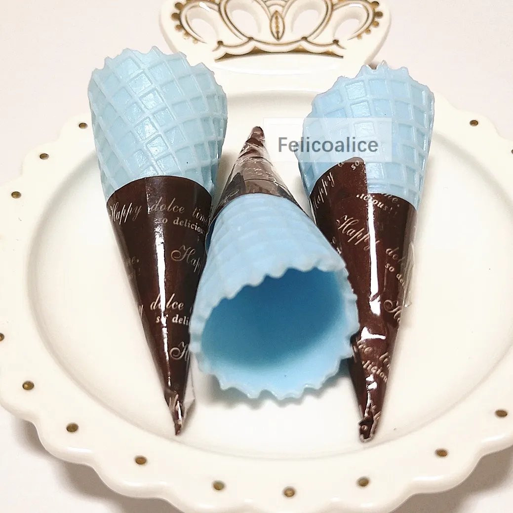 3pcs 7CM 3D Resin Simulation Ice Cream Cone Cabochon Decoration Crafts Miniature Fake Food Embellishments for DIY Scrapbooking