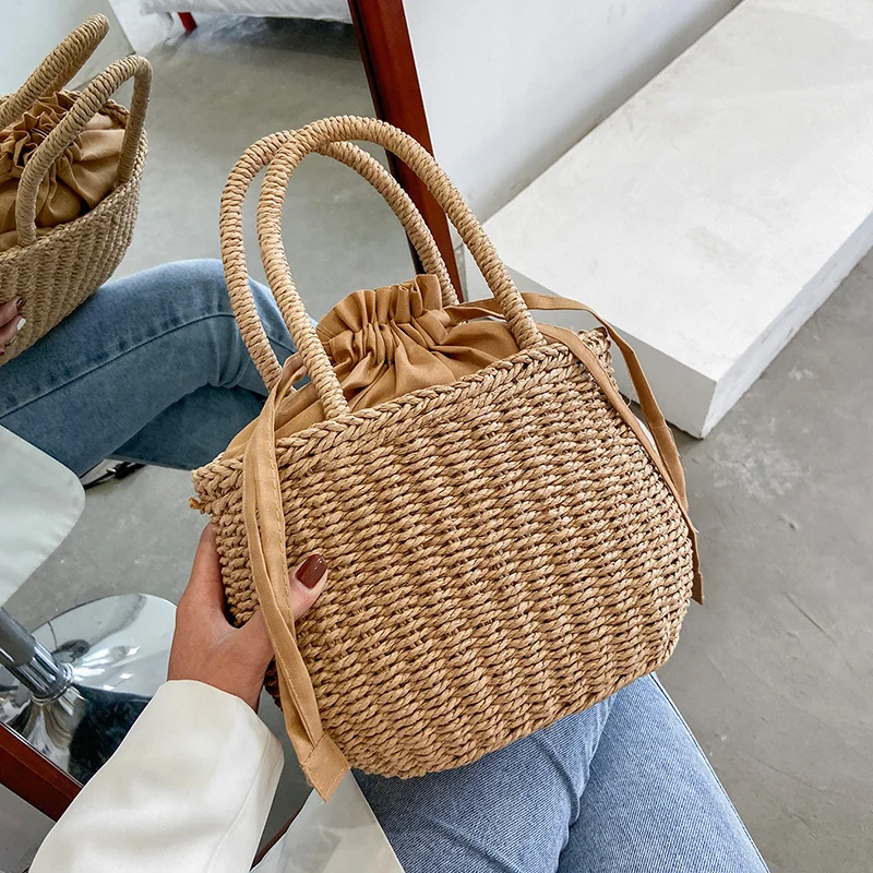 

Straw Bags for Women 2021 Summer Rattan Bag Handmade Woven Beach Bag Bohemia Handbag Bolsos Fashion Rattan Basket Tote Purse