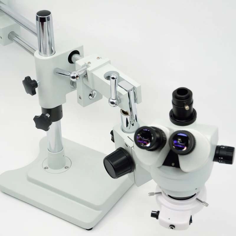 FYSCOPE 3.5X-90X Microscopio 50/50 Split Simul-Focal Double Boom Stand Trinocular Stereo Zoom Microscope