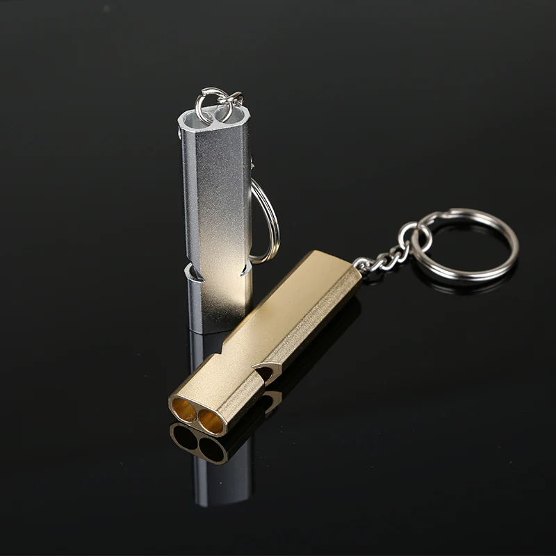 Dual-tube Survival Whistle Portable Aluminum Safety Whistle For Outdoor Hiking Camping Survival Emergency Keychain Multi Tool