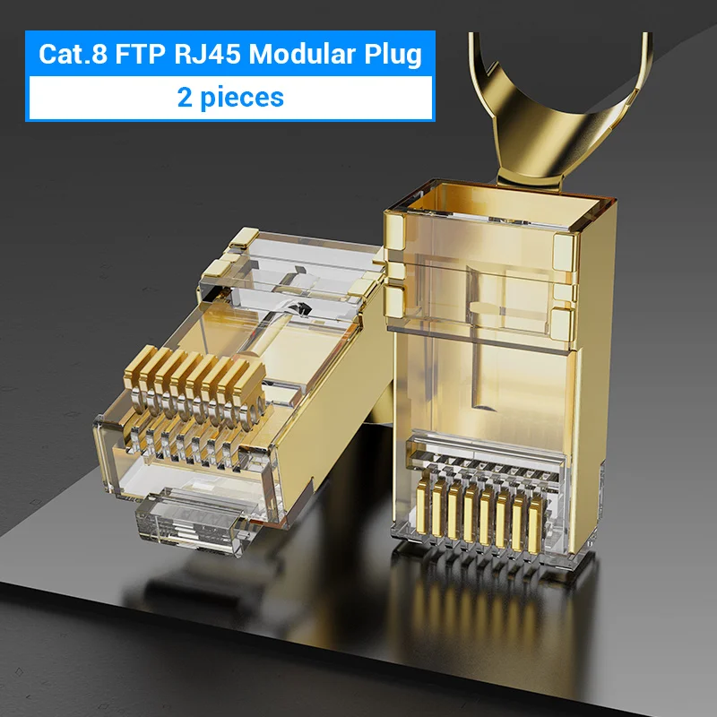 Ventie RJ45 Connector Cat8 8P8C Modulaire Ethernet Kabel Cat 8 FTP Hoofd Plug Vergulde 40 Gbps Crimp Netwerk Connerctor Cat8