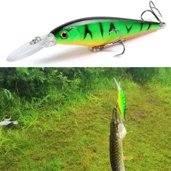 1pcs Long Tongue Minnow Fishing Lure 115mm 10.5g  Aritificial Hard Wobbler Crankbait with 2 Treble Hooks Fishing Tackle Lure