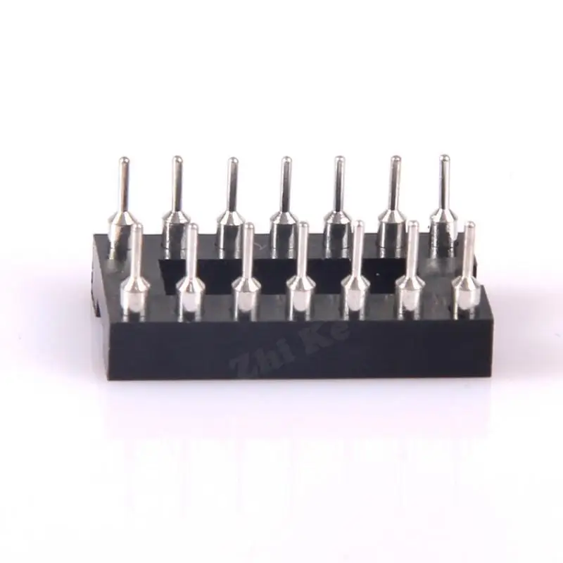 10Pcs DIP14 Ronde Gat 14 Pins 2.54Mm Dip Ic Sockets 14 Pin 2.54 Adapter Solder Type Ic Connector