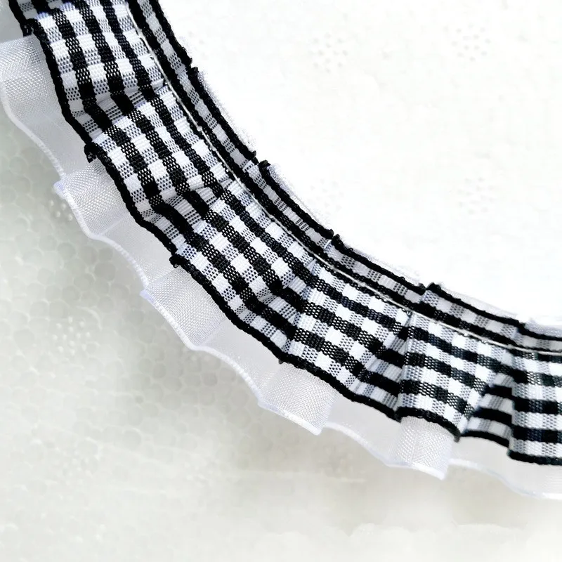 Hot-selling Double-layer Lattice Ribbon Pleated Lace Children Clothes Pillow Trim Material Cartoon Doll Fluffy Skirt Decoration - view 4