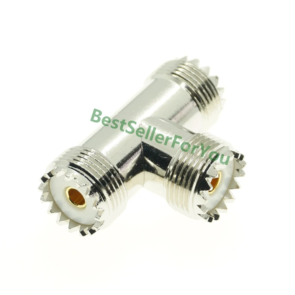 UHF SO239 Female jack to two dual UHF female SO-239 3 Way T Type Adapter Connector