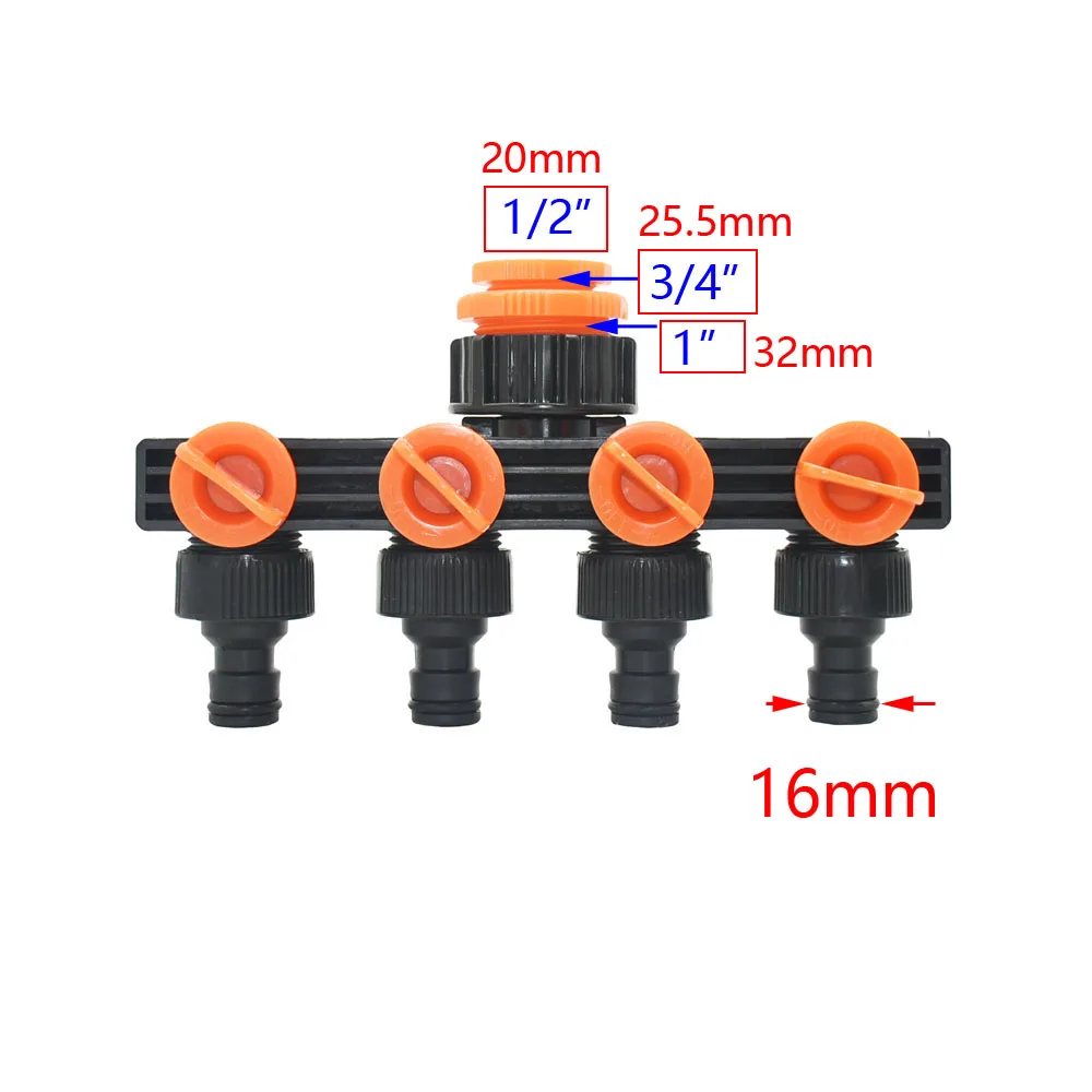 Robinet de jardin 2/4 voies femelle 1/2 3/4 filetage 1 pouce, vanne d\'irrigation Y séparateur d\'eau tuyau d\'arrosage, connecteur rapide 5/8 \