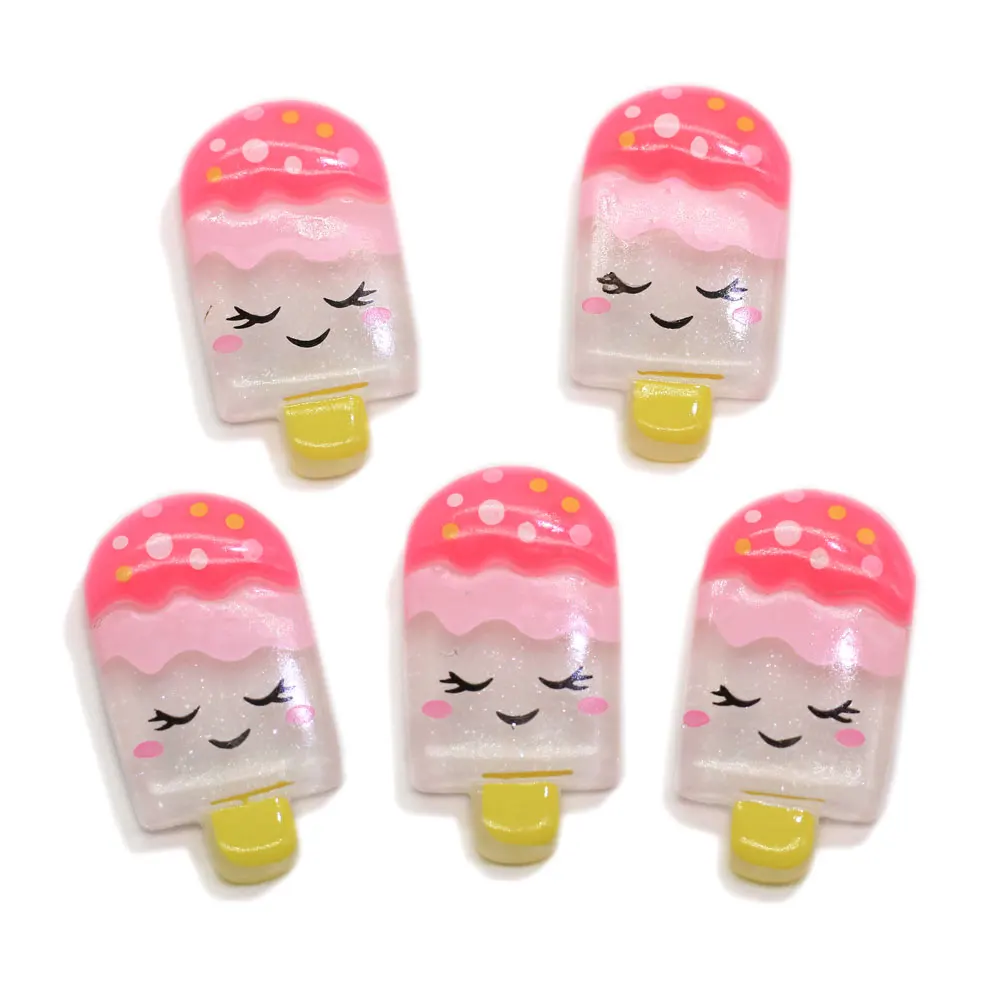 Cute Pink Ice-Cream Resin Flat Back  Jelly Color Cabochon Kids Hair Pin Accessory Planar Jewelry Making Supplier