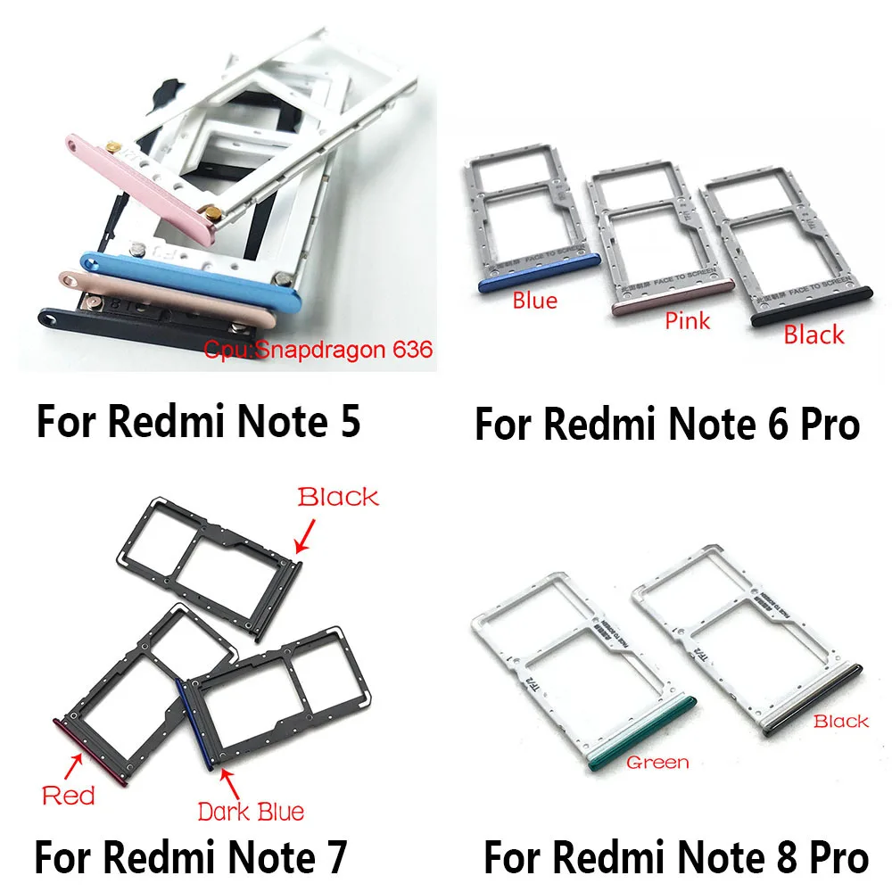 New SIM Card Tray Slot Holder For Xiaomi Redmi Note 5 6 8 7 Pro Replacement Parts