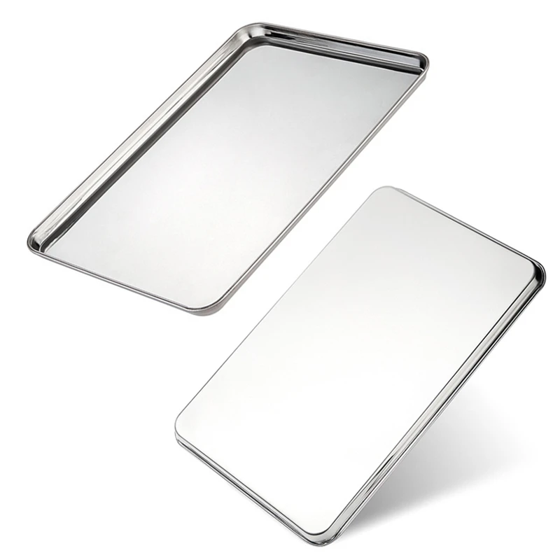 Stainless Steel Rectangle Storage Baking Tray Plates for Food Bread Container Steamed Sausage Dishes Tableware Kitchen Organizer