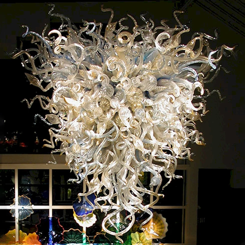 lustre de vidro de murano fonte de luz led cor bege iluminacao domestica de luxo luminaria 01