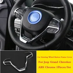 ABS Carbon/chrome -Car Steering Wheel Button Frame Cover Trims Auto Interior Accessories For Jeep Grand Cherokee 2014 to 2017
