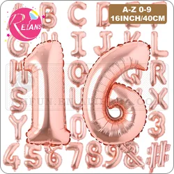 16 inch rose gold letter aluminum film balloon number digital balloon set wedding baby shower birthday party decoration balloon