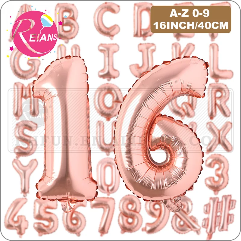 16 cal róża złota litera balon aluminiowy numer cyfrowy zestaw balonów ślub baby shower dekoracja urodzinowa balon