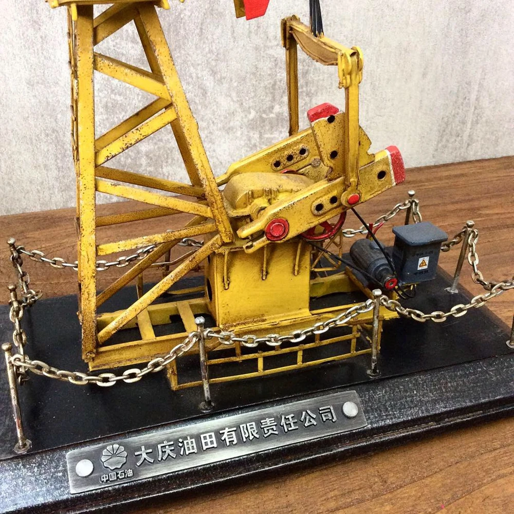 Vintage Ironwork Oil Field  Pumping Unit Model Tin Retro Crafts Handmade Handicraft Decorations Gifts