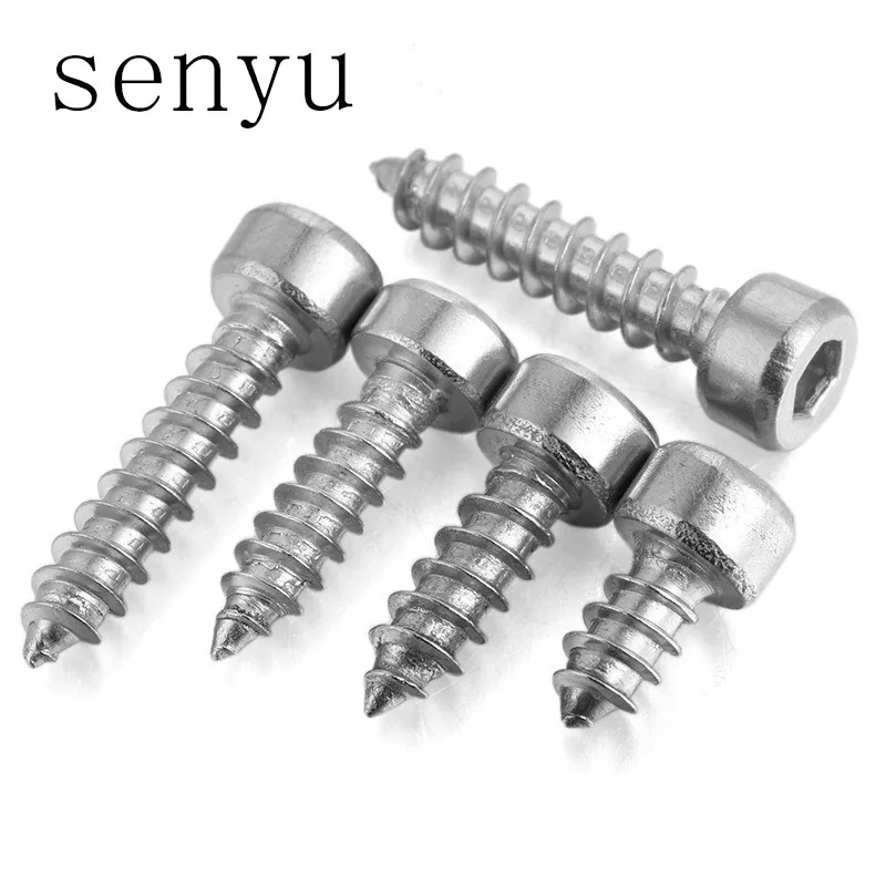 20/55pcs M2 M2.5 M3 M4 M5 Hexagon Hex Socket Cap Head Self Tapping Screw 304 Stainless Steel Allen Head Screw for Speaker