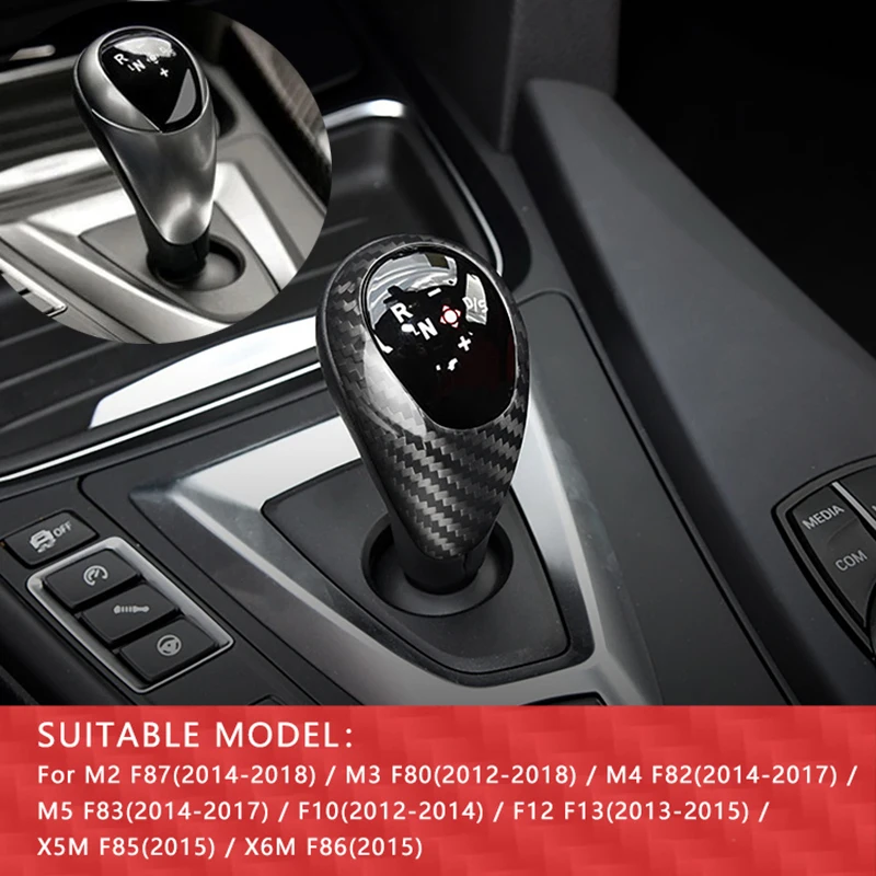 

Carbon Fiber Gear Shift Knob Cover Gearshift Shifter Sticker For BMW M2 F87 M3 F80 M4 F82 M5 F83 F10 F85 X5M F86 X6M F12 F13