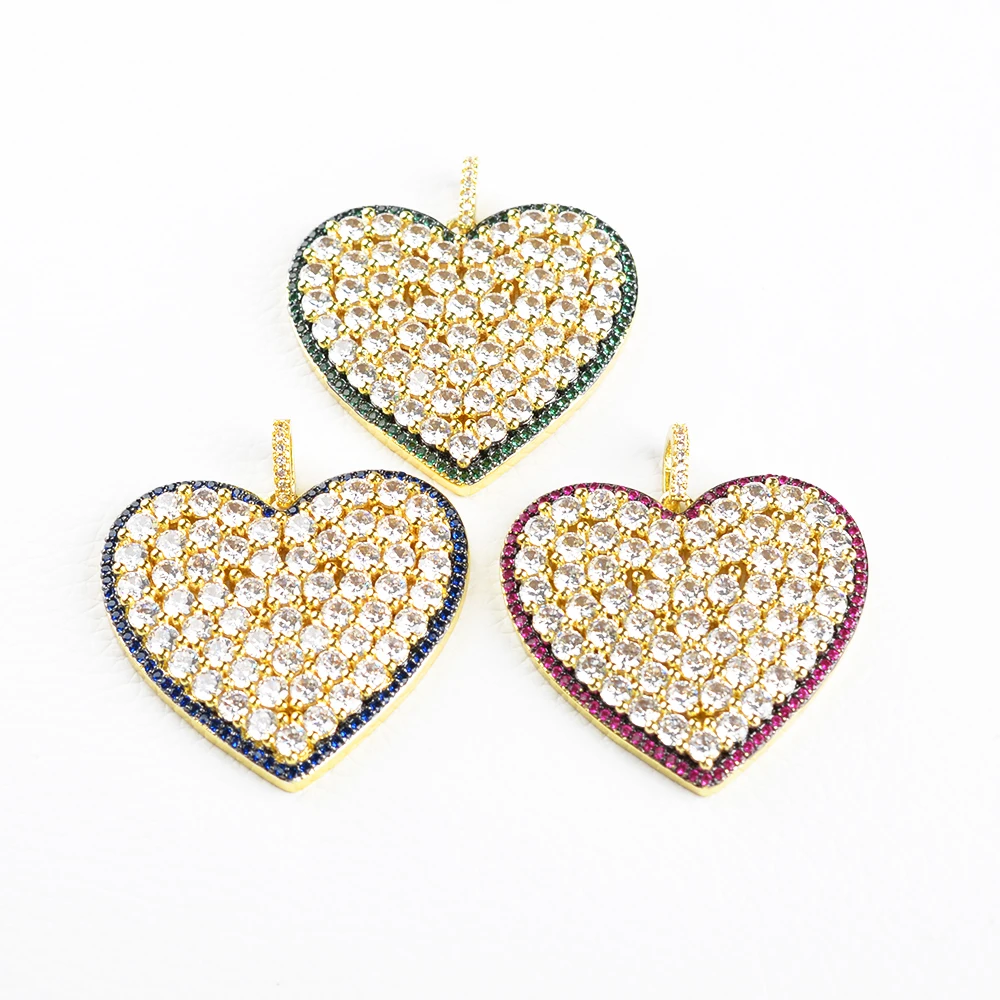 

Женская позолоченная подвеска с микро-сердцем из фианита и цепочка, 2 шт., 35 мм