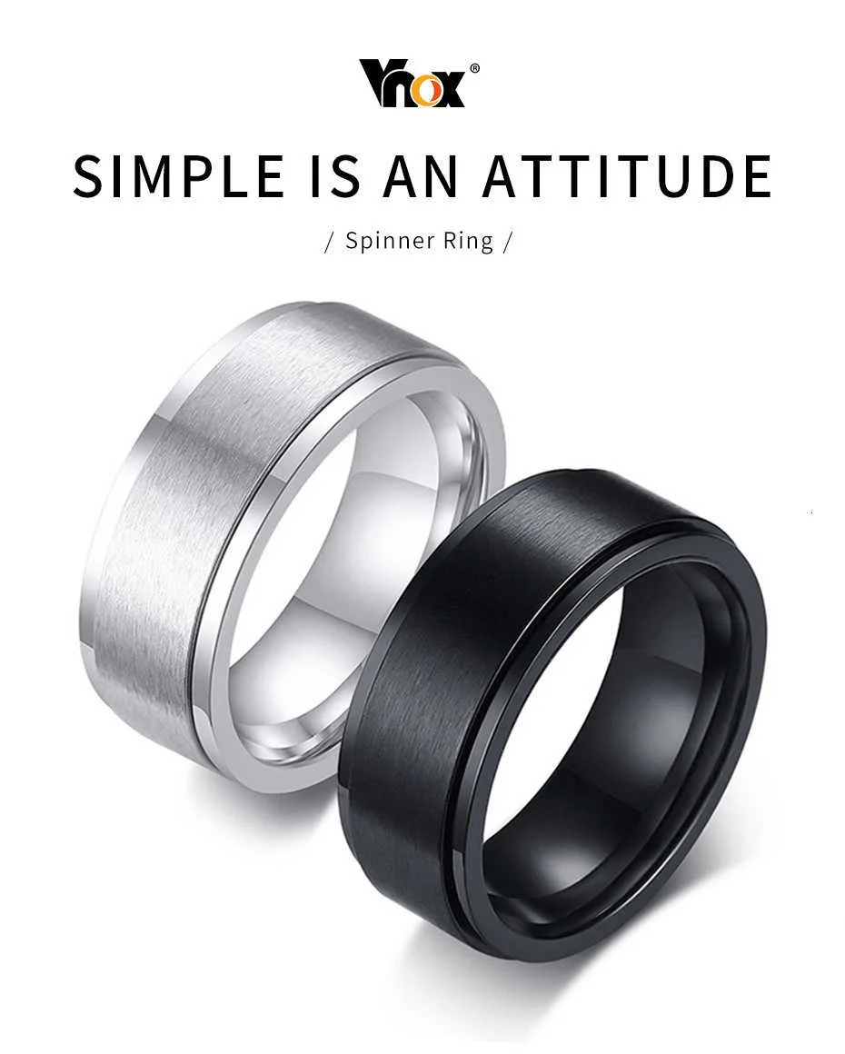 Vnox 6/8 mm Spinner-Ring für Herren, Stressabbau-Zubehör, klassisches Edelstahl-Ehering, lässiger Wikinger-Rune-Sportschmuck – Detail 1