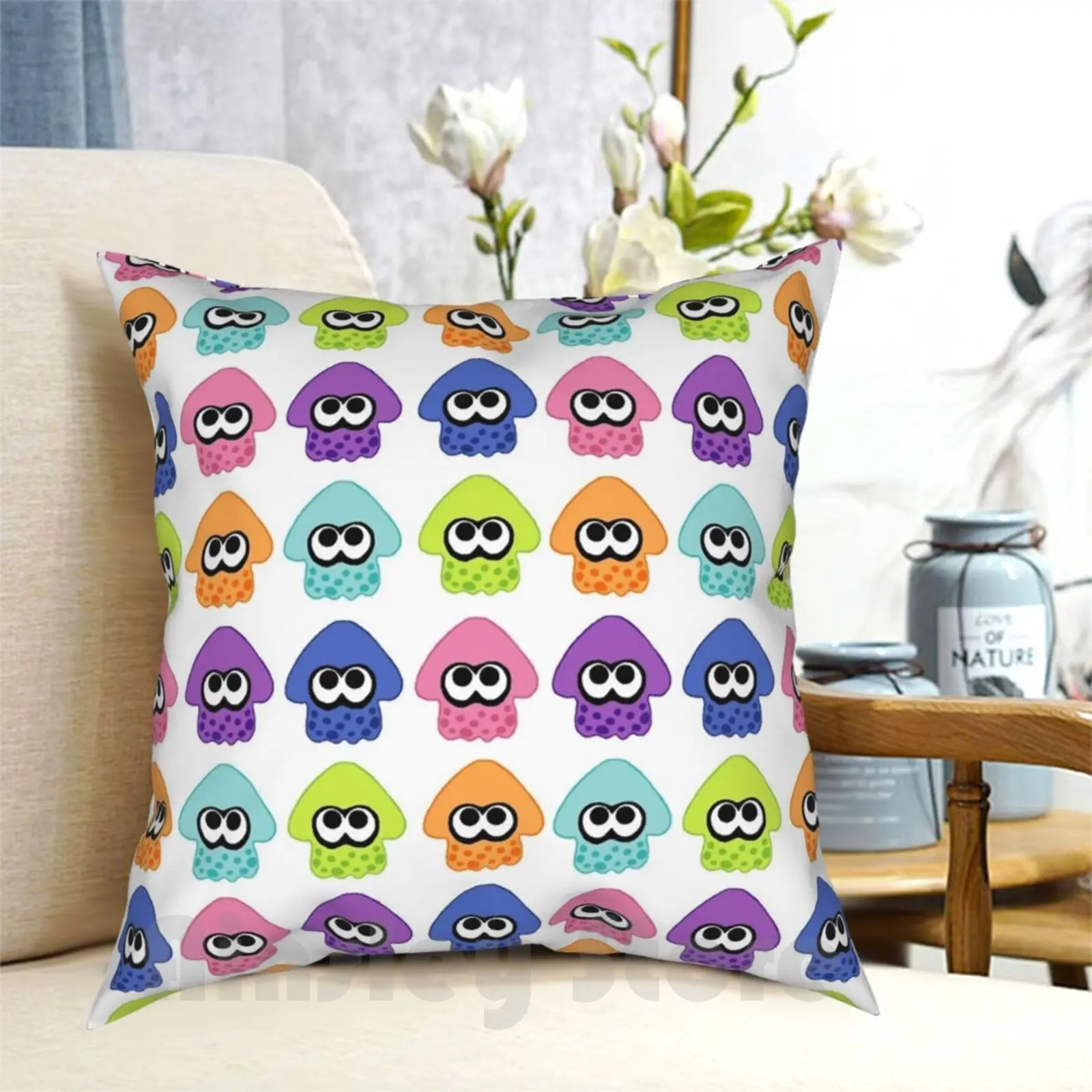 Splatoon 2 Squid Pattern Colours Pillow Case Printed Home Soft DIY Pillow cover Splatoon Splatoon 2 Squid Ink Inkling Spat