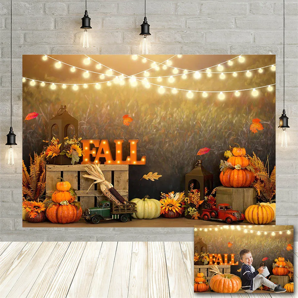 Avezano เด็กภาพพื้นหลังสำหรับถ่ายภาพฤดูใบไม้ร่วงข้าวสาลีฟักทองรถบรรทุกธงตกแต่งเค้กฉากหลัง Photo Studio Photozone Props