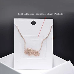 100 Pcs Self-Adhesive Necklace Chain Pockets Plastic Label Holders Clear Pocket Sleeves for Hold Loose Chain Jewelry Supplies