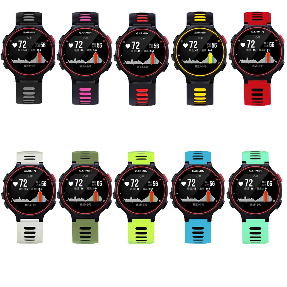 Correas de silicona para reloj inteligente, pulsera de repuesto para Garmin Forerunner 735XT, Forerunner 220/230/235/620/630