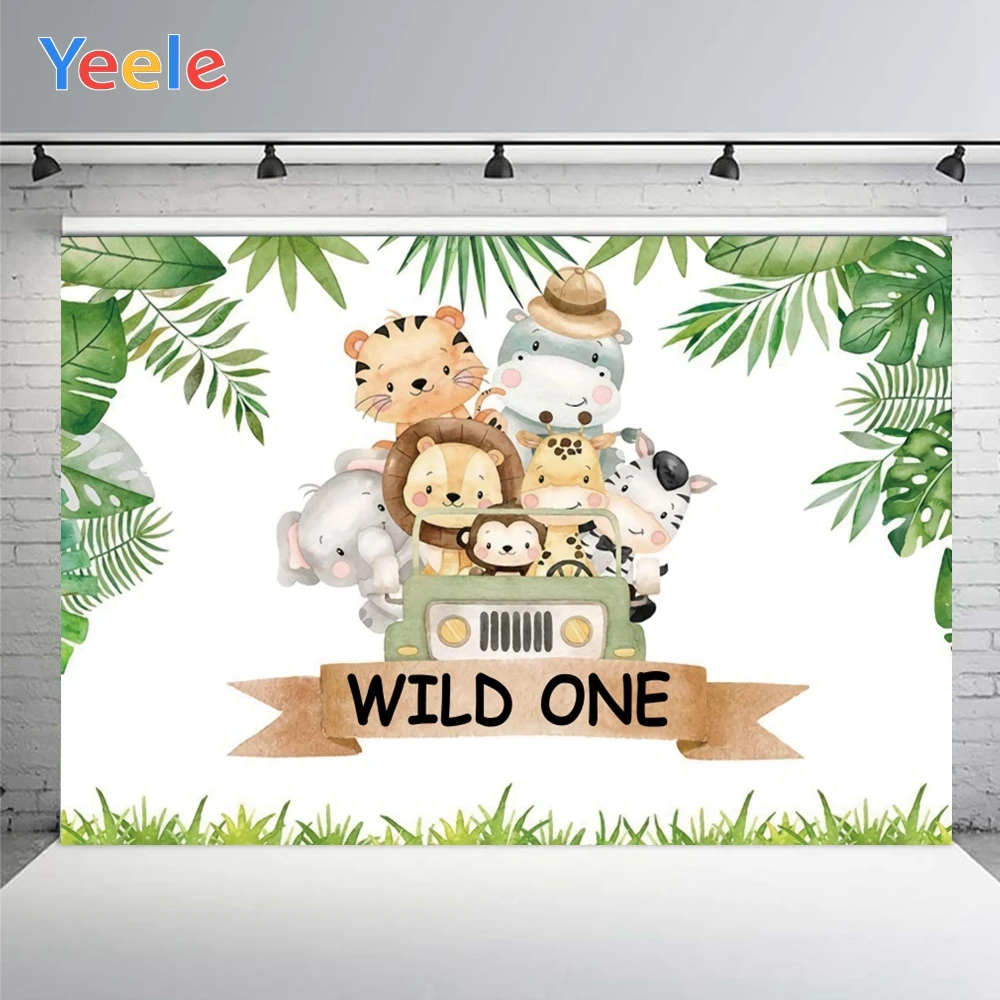 Wild One Animals Baby Birthday Party Newborn Personalized Photographic Backdrops Photography Backgrounds For Photo Studio Prop