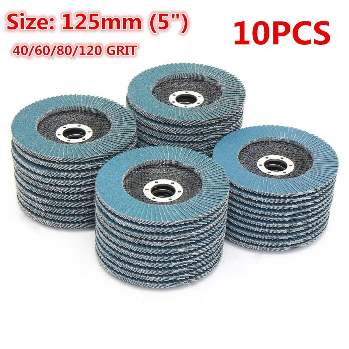 10pcs 125mm 40-120 Grit Metal Sanding Flap Discs Angle Grinder Wheels Abrasive Tool