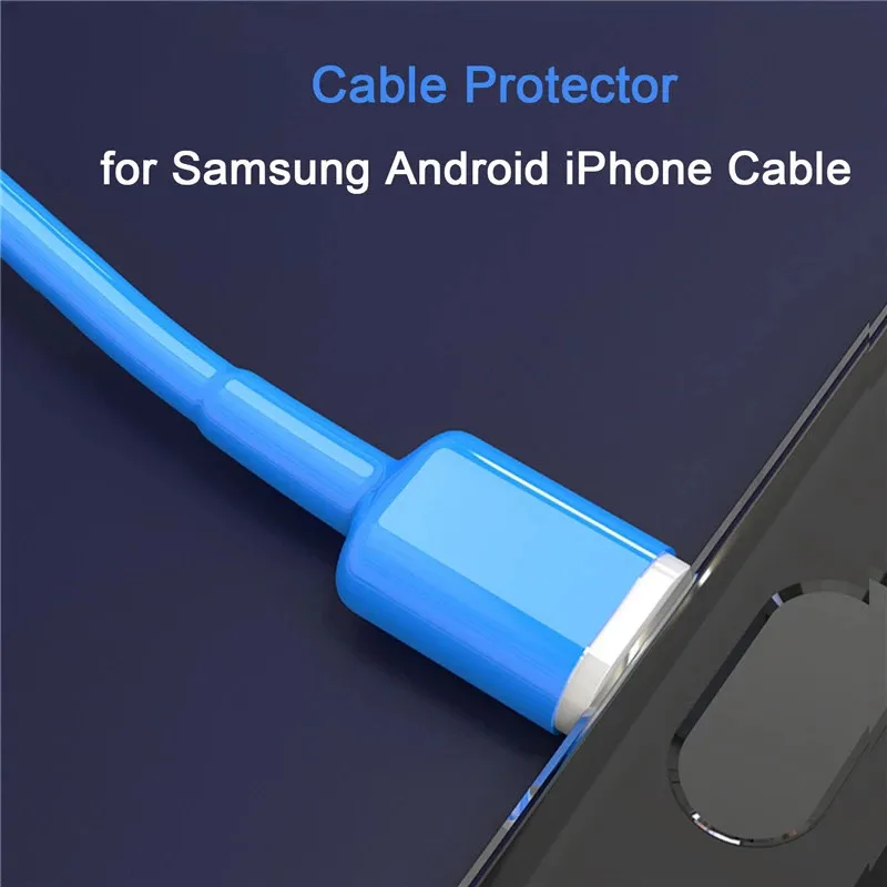 5 sztuk rura termokurczliwa kabel USB Protector dla iPhone 7 8 X dla Samsung Android kabel typu c przewód drutu organizator Winder pokrywa