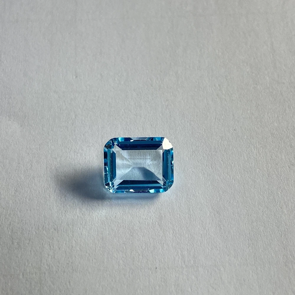 Emerald cut 10×8mm 4.1 carats 100% natural sky blue topaz loose gemstone for  fashion earring Ring making