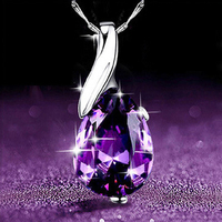 Huitan Purple Cubic Zirconia Pendant Necklace for Women Silver Color Chain Fashion Elegant Lady's Accessories Party 2021 Jewelry