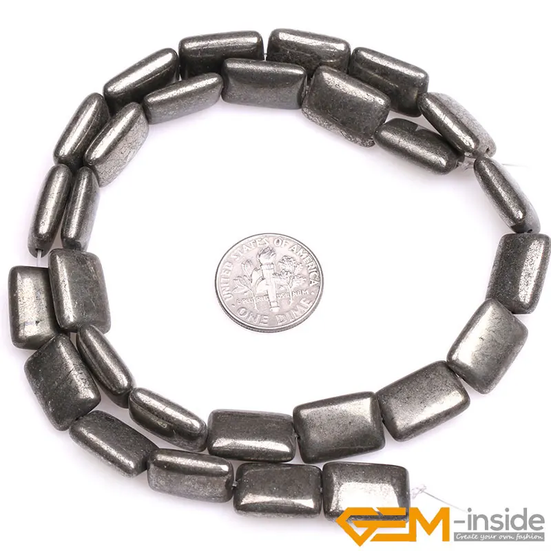 Natural Stone Pyrite Rectangle Beads For Jewelry Making DIY Loose Bracelet Necklace Strand 15 inch