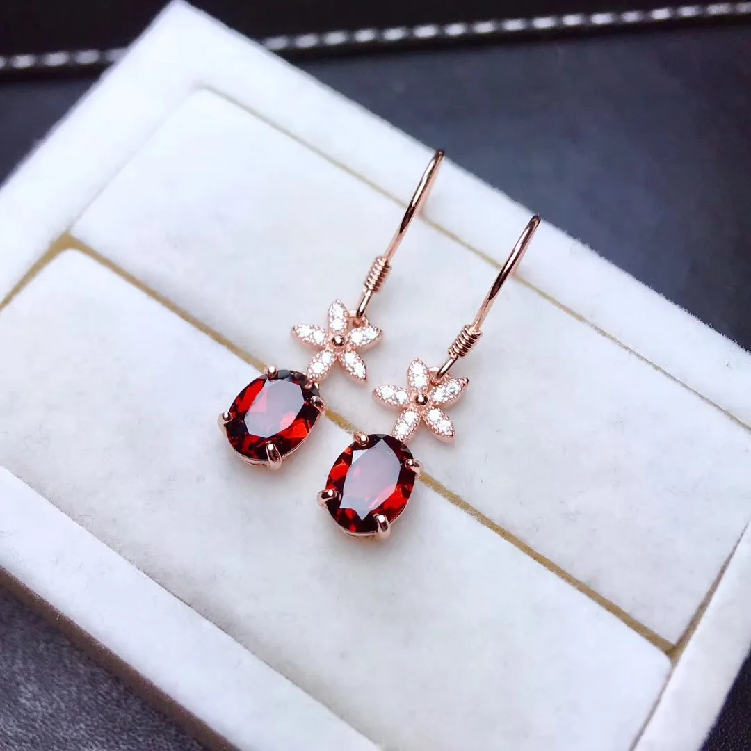 925 Sterling Silver Vintage Ruby Diamond Earrings for Women Genuine Jewelry Wedding Anniversary Earrings Gift Anillos Mujer