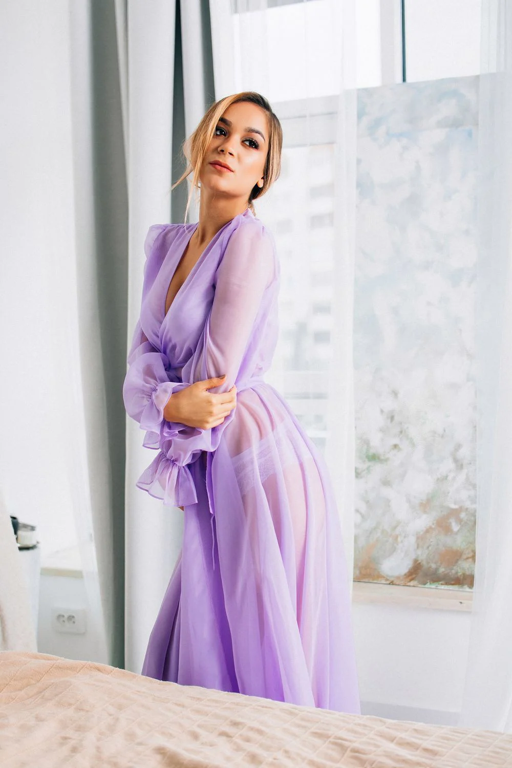 

Colorful Bridal Dress v-neck full-sleeve Bathrobe Women Lingerie Nightgown Pajamas Sleepwear Women's Gowns Housecoat Nightwear