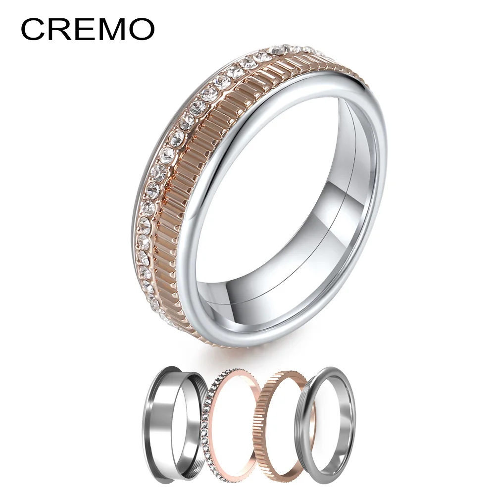 Yoiumit Stacking Ring Women's Rotating Ring Combination Filling Interchangeable Rotating Ring Femme Bijoux Jewelry Accessories