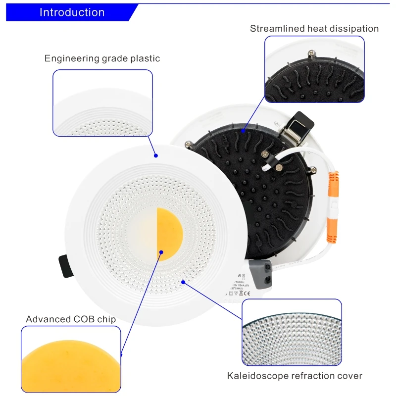 Luz descendente LED con controlador, lámpara COB de 7W, 10W, 15W, 30W, 220V, Panel redondo empotrado, iluminación interior, 4 unidades por lote