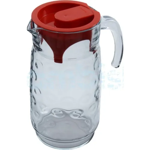 Pasabahce Rings Pitcher With Lid Red