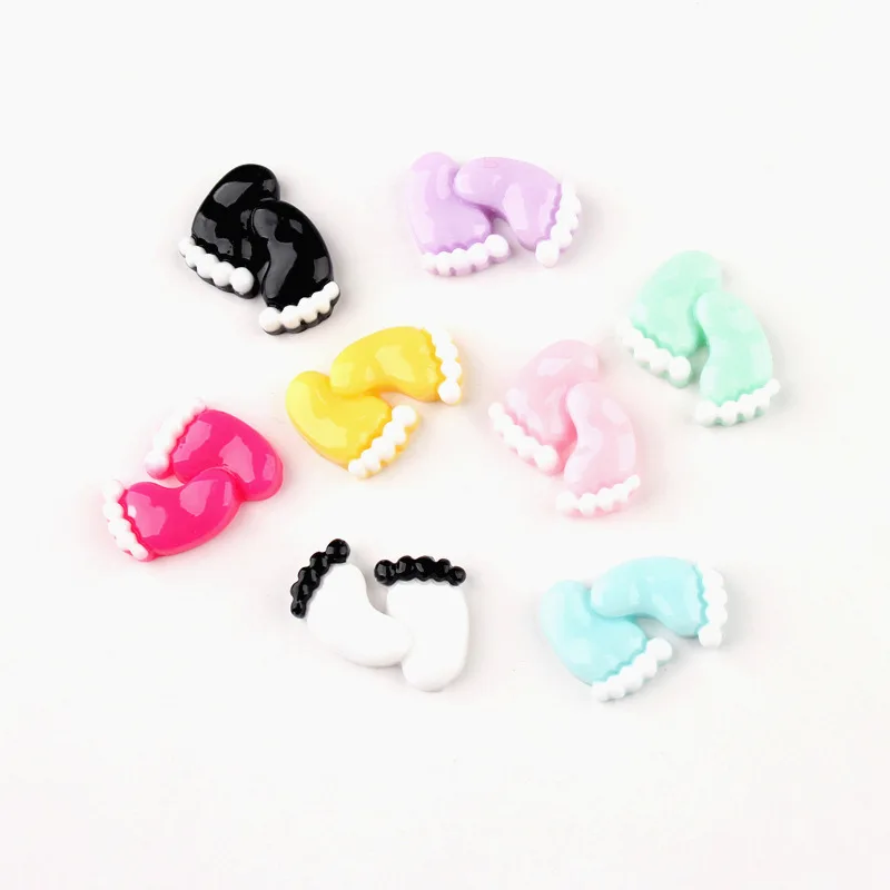 50pcs 20*19mm Footprints Shape Colorful Resin Cabochon Flatback Cute Jewelry Clay Beads Girl hair Jewelry Clip Pin Decoration