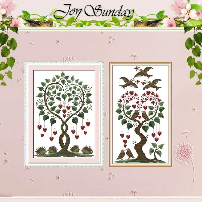 Love Tree Patterns Counted Cross Stitch Set DIY 11CT 14CT 16CT Stamped DMC Cross-stitch Kit Embroidery Needlework Home Decor