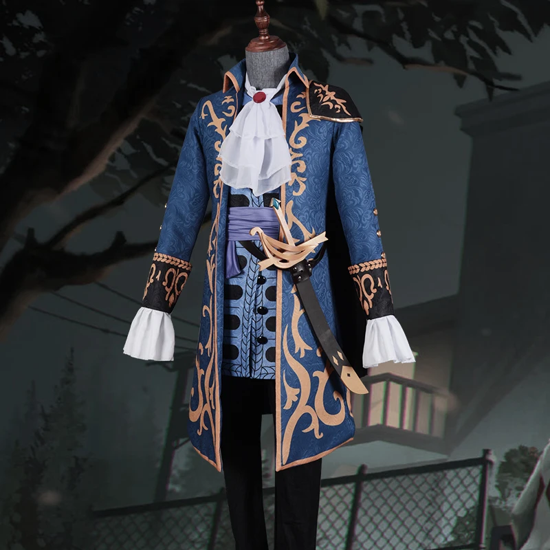 Identity V cos captain  anime man  cosplay  High-quality  uniform costume  set Shirt + jacket + pants + apron + bow tie + belt