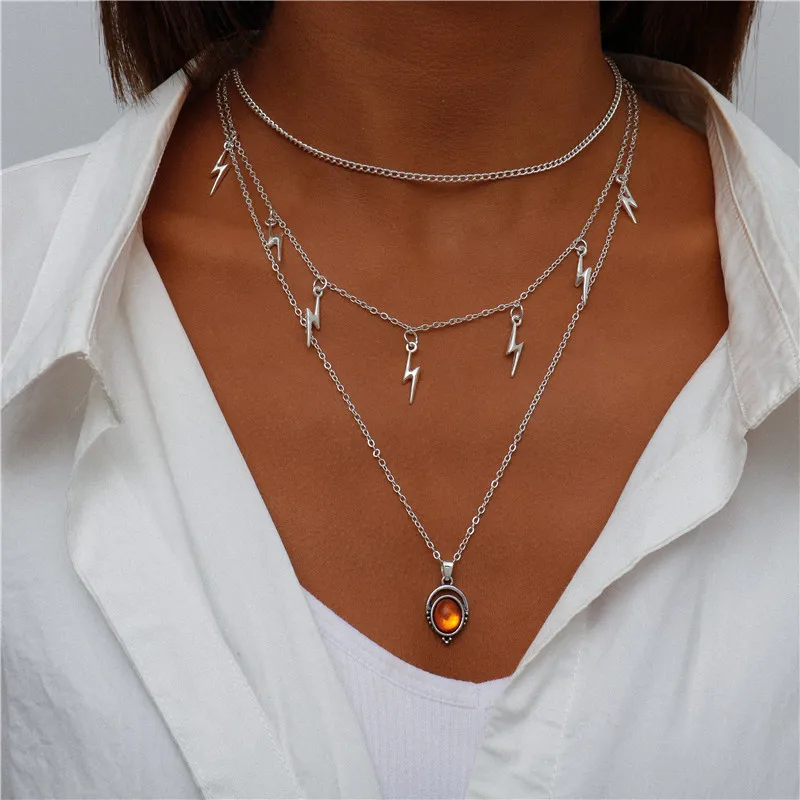 Vintage Mehrschichtige Mond-Münzen-Hamsa-Hand-Kettenhalsketten für Frauen, Boho Elefanten-Herzen-Anhänger Halsketten Schmuck – Detail 18