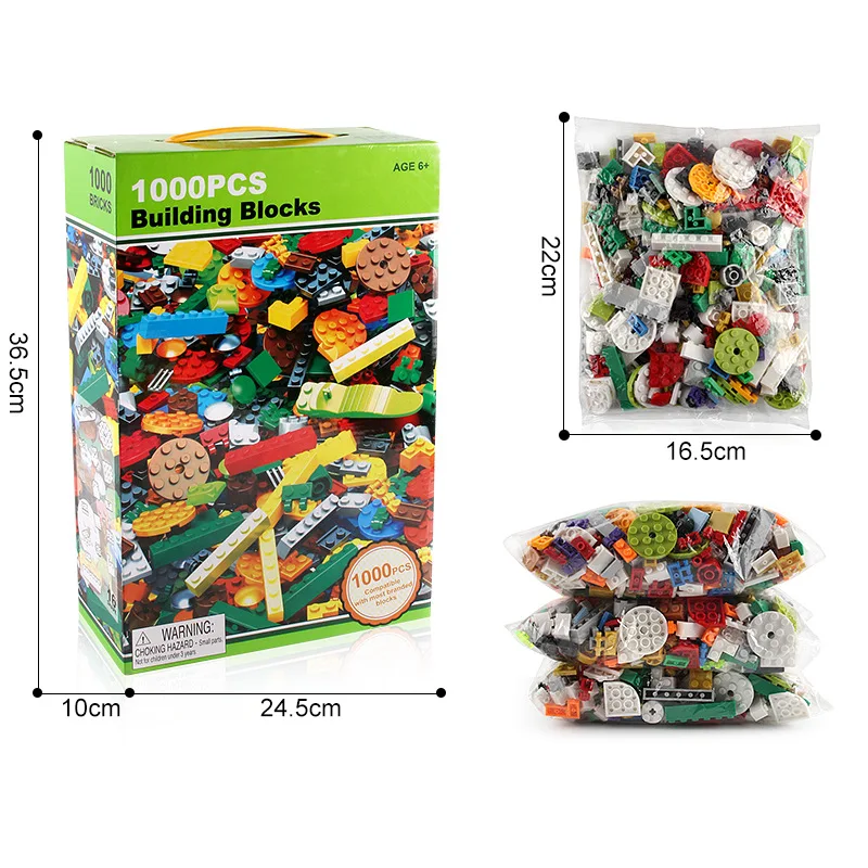 1000pcs Building Blocks DIY Bricks Creative Education Bricks Toys for Children DIY Assemble Block Bricks With Box Kids Gifts