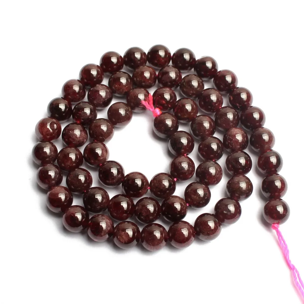 Wholesale Natural Stone Beads Dark Red Garnets Round Loose Beads For Jewelry Making DIY Bracelet 15\