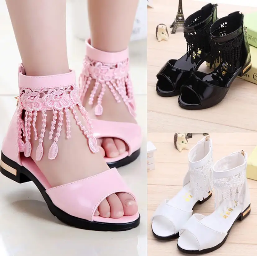 

2024 Toddler Baby Girls casual sandals children Sandals Floral Sole Kids Princess beach Sandals Shoes leather sandales filles