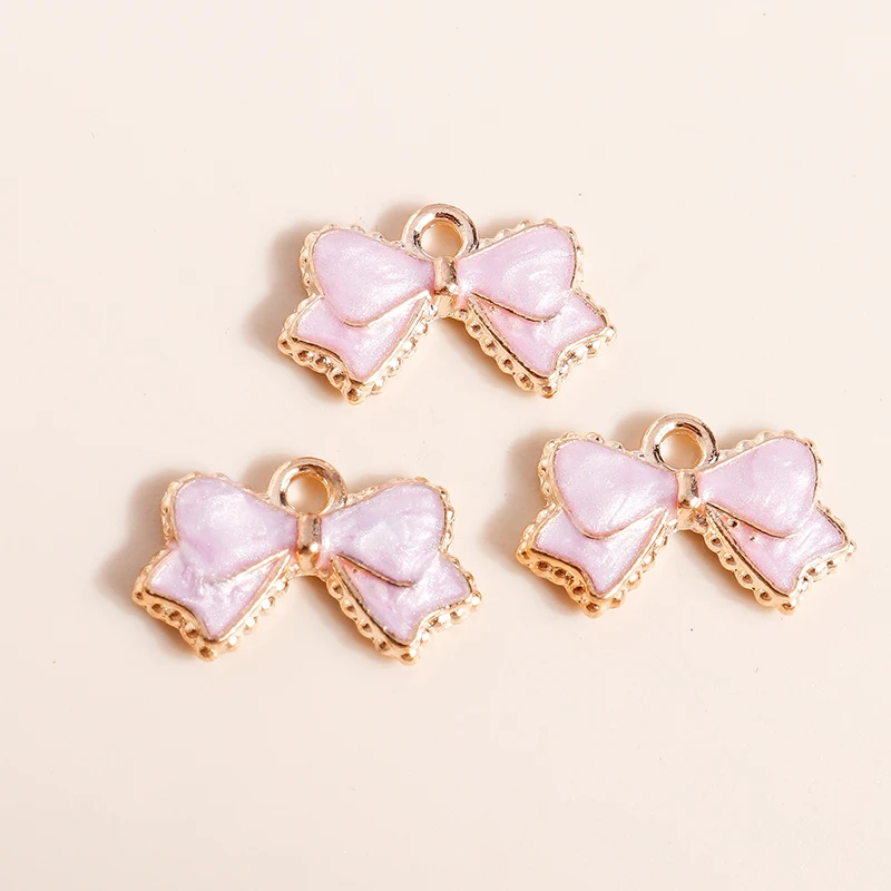 10 stücke 10*16mm Nette Emaille Bowknot Charms für Schmuck Machen Kawaii Bowtie Charms Ohrring Halskette Anhänger Diy machen Zubehör – Detail 7