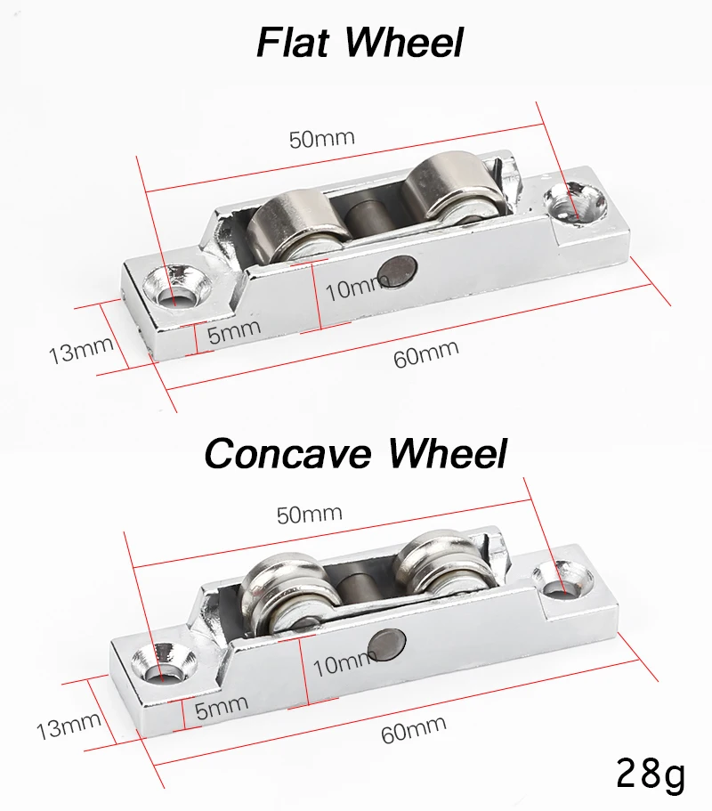 2Pcs Window Pulley Wheels - Zinc Alloy Sliding Door Rollers With Height Adjustment