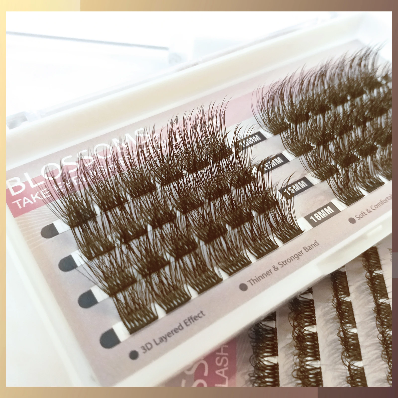 Brown Cluster Lashes D Curl Half Lash Extension Supplies Individual Eyelashes 48 Clusters DIY Volume Eye Makeup