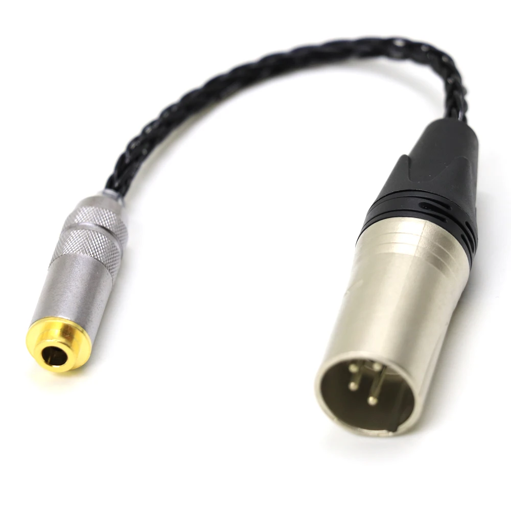 هالدين HIFI 7N الفضة مطلي 4pin XLR متوازن ذكر إلى 4.4 مللي متر متوازن أنثى كابل محول الصوت XLR إلى 4.4 موصل DIY10cm