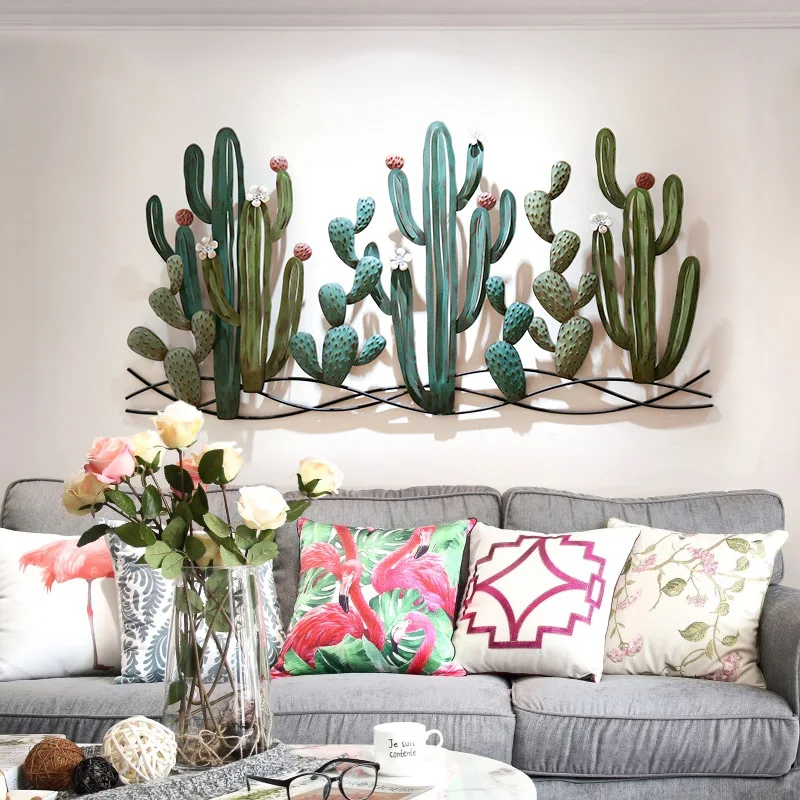 

Creative Cactus Wall Decoration Porch Background Wall Decoration Pendant Wrought Iron Wall Hanging Wall Decoration