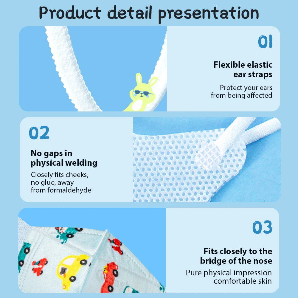 Masque 3D FPP2 pour enfants de 3 à 8 ans, KN95, FFP2, pour enfants